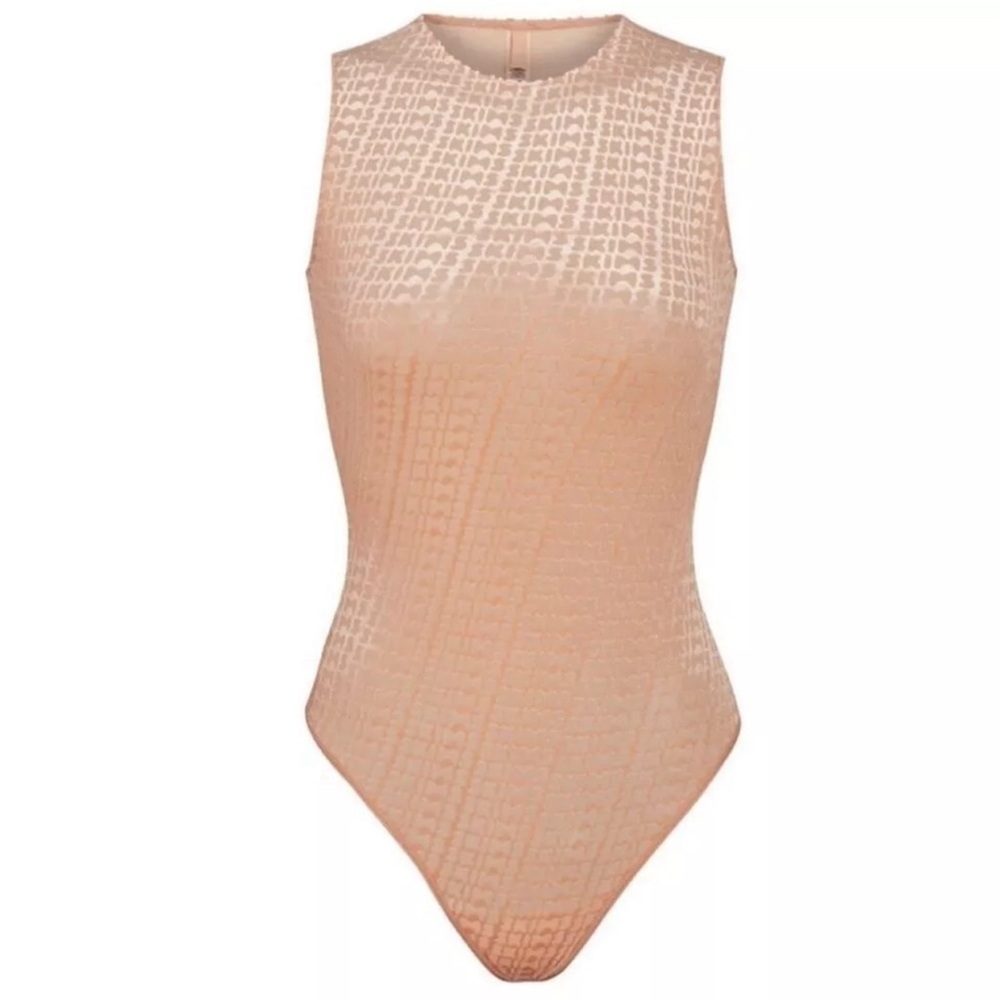RARE SKIMS Velvet Sleeveless Bodysuit in Peach | Size XL | NWOT